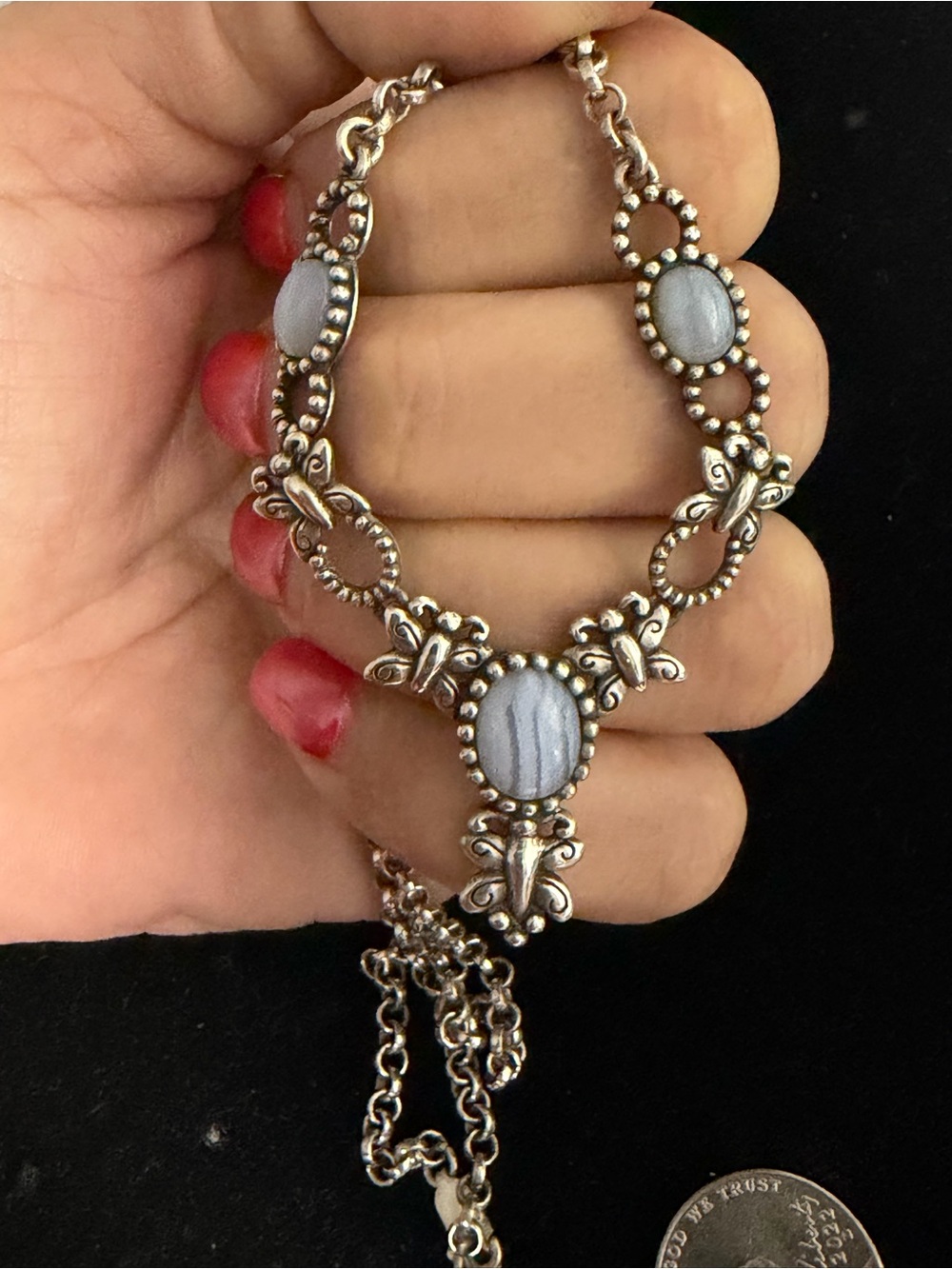 RELIOS Sterling silver Lace Agate Necklace with Silver Accents Carolyn Pollack